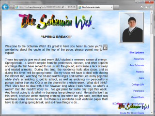 1999 design main page, blue background