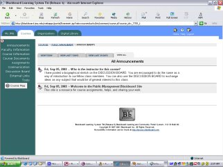 JMU's implementation of Blackboard, fall 2003