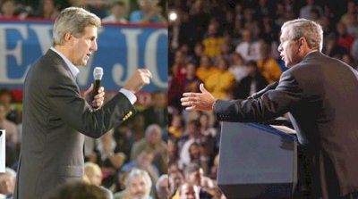 George Bush and John Kerry