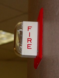 Fire alarm strobe at Rosslyn Center in Arlington, Virginia