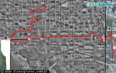 Route walked through DC on July 7, 2001