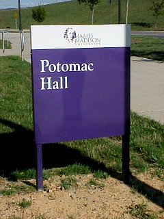 Potomac Hall's new purple sign