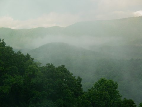 Clouds in the mountains near Lake Moomaw