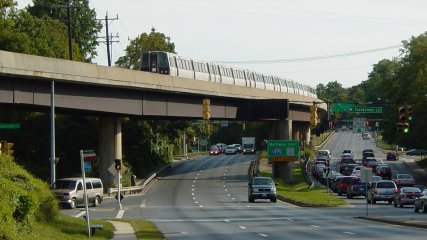 The bridge. This same bridge also takes Metro over the Capital Beltway, one of five places (six once Largo opens) where Metro goes beyond the Beltway.