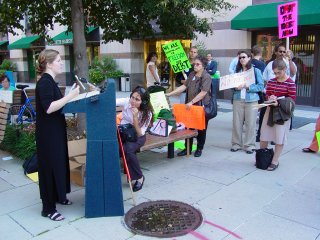 One of the speakers, addressing the crowd.