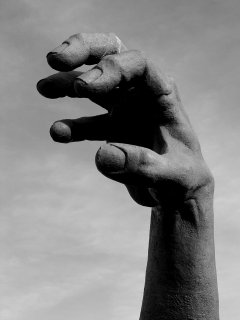 "The Awakening" hand in black and white