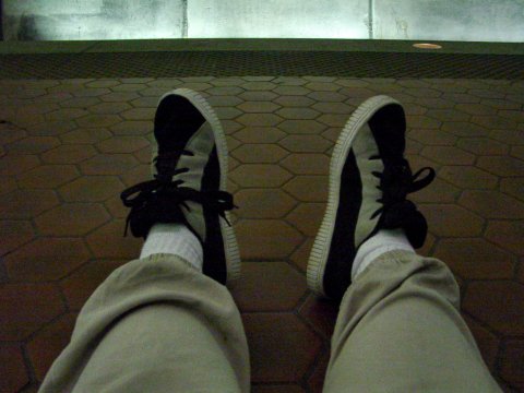 My feet at Rosslyn station, January 4, 2005