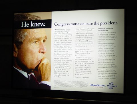 MoveOn advertisement claiming George W. Bush knew that there were no weapons