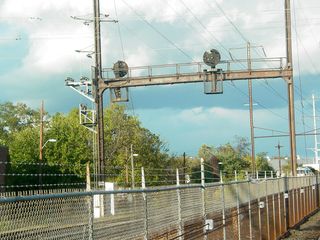 This is an older signal on the mainline railroad.