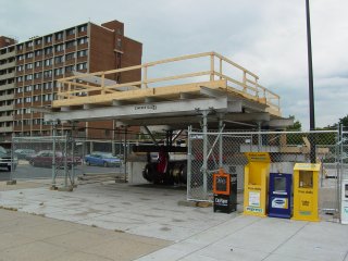 Entrance canopy under construction at Shaw-Howard University