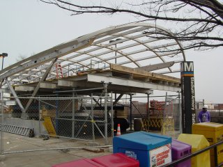 Stadium-Armory canopy under construction