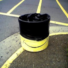 Wal-Mart "executioner" trash barrel