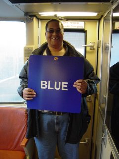 Matthew holds the "BLUE" sign on Breda 4039