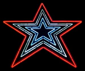 The Roanoke Star, fully lit
