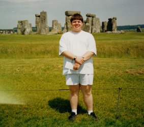 I pose in front of Stonehenge in 1998