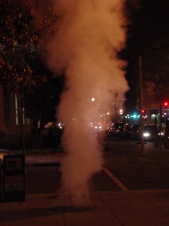 A steam-emitting manhole in DC