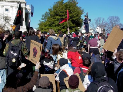 The J27 demonstrators at the southeast corner of the Capitol