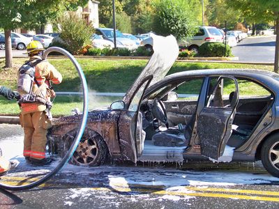 Side view of the interior of the car. The floor area is completely filled with the foam.