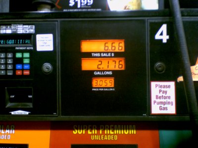$6.66 as the total sale on the gas pump