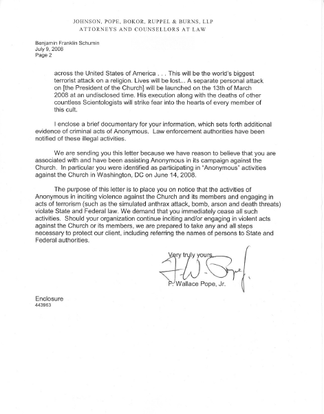 Scientology letter, Page 2