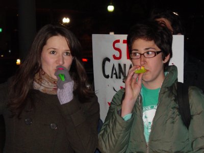 Playing "O Canada" on the kazoo...