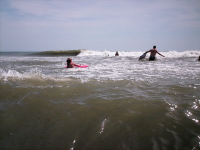 Note the one wave about to break in the foreground, and the other wave breaking in the background.