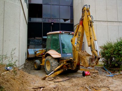 Heavy equipment at the Watha T. Daniel Library