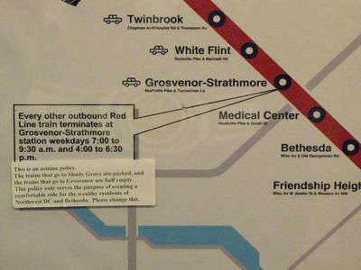 Sticker on the CAF 5031 map regarding Grosvenor turnbacks.