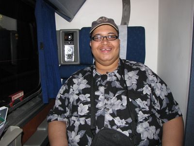 Matthew is all smiles in a Superliner Roomette seat.