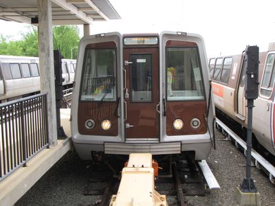 Breda 3217. The train operator is competing in the announcements competition. The judge is visible in the right-side window.