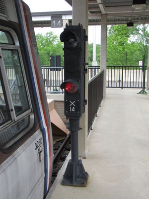 Yard signal at the end of the storage track. This signal is always red.