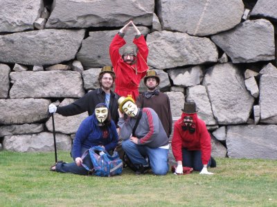 The Anons in front of the pyramid
