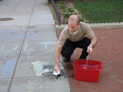 Then meanwhile, witness the fail that was the Scientologists' latest attempt to remove our chalkings from the sidewalk during our raid.