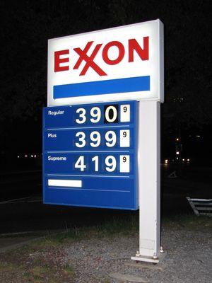 Gas prices at the Watergate Exxon.