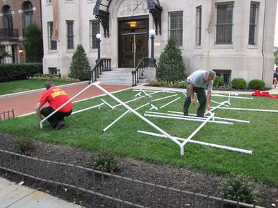 Dismantling the tent