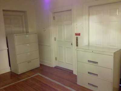 In wandering around, I noticed that Scientology used large file cabinets to block off any rooms that they didn't want you going into, such as this on the second floor.