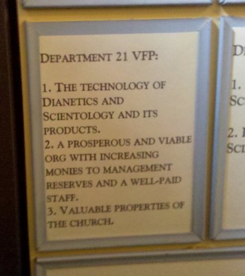 Department 21's VFP was Scientology's tech and its "products", and an Org that makes an increasing amount of money to send to management. Oh, how religious and non-profit of them. That doesn't sound like a for-profit company at all, does it?