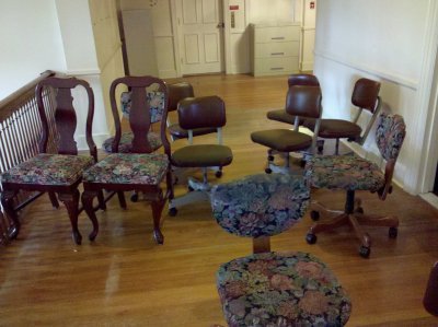 And lastly, here's another shot of those lovely floral-pattern chairs.