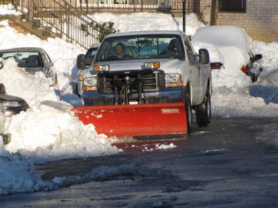 Lester's truck, with snow plow attached