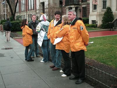 Then the Scientologists were out in force again this month, this time sporting their "Volunteer Minister" jackets.