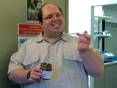 Nutella on the spoon, and ready to sample!