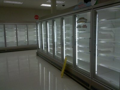 Empty freezers at Target in Wheaton