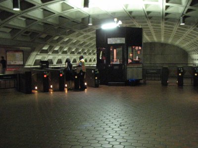 The mezzanine and station manager kiosk at Virginia Square-GMU station