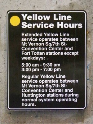 WMATA extended Yellow Line signage