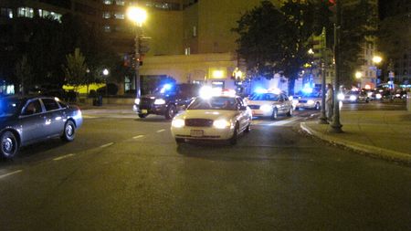 And despite the bloc's best efforts, they had a hefty police escort, seen here in Dupont Circle.