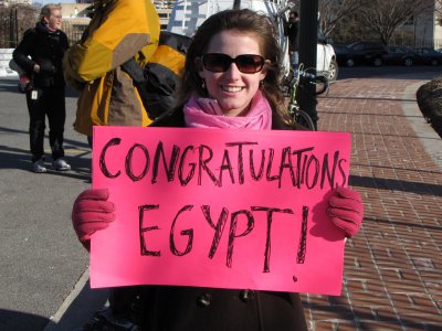 Code Pink at the Egypt celebration demonstration