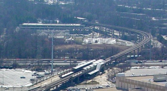 Eisenhower Avenue and Huntington stations as seen from the George Washington Masonic National Memorial