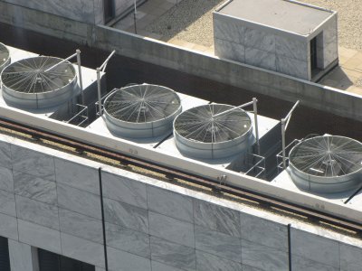 Fans on the roof of Water Tower Place