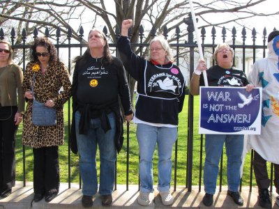 Lined up on the wall in front of the White House