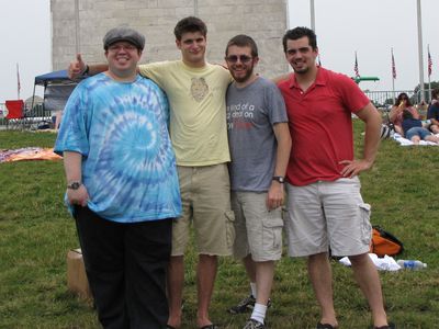 From left to right, you have me, Jory, Jon, and Riley in front of the Washington Monument.
